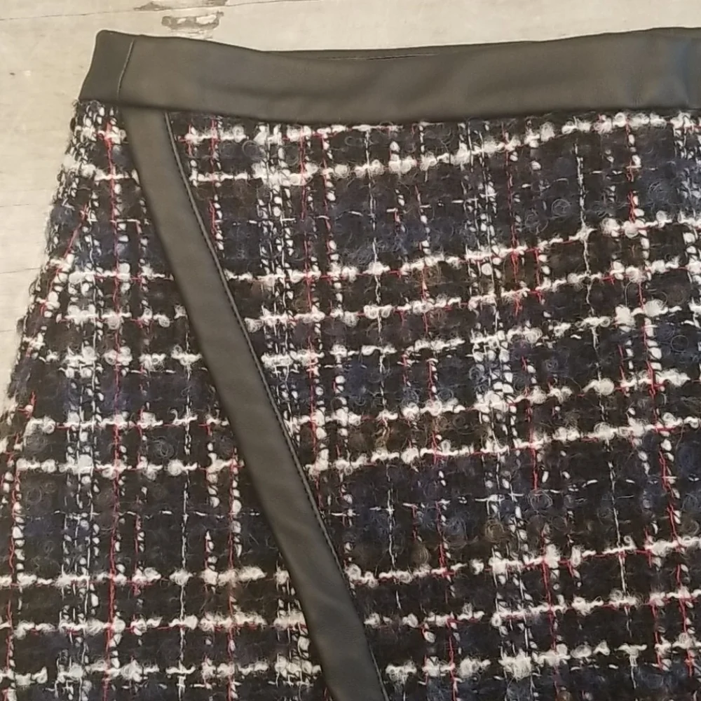 💕ZARA WOMAN💕 Plaid Boucle Tweed Faux Wrap Skirt